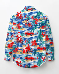 Santa Surf Long Sleeve Lel Shirt Men's Plus Size