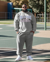 Men's Plus Size Delaware State University Style Sweatshirt and Sweatshirt Two-Piece Set