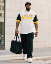 Big Boy Street Fashion Color Graffiti English Printed Short Sleeve Trousers Suit