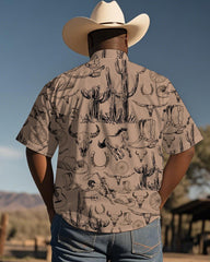 Men's Plus Size Western Style Khaki Short Sleeve Shirt