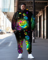 Men's Plus Size Love Kiss Me Hoodie Set of Two