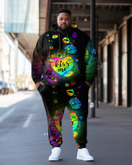 Men's Plus Size Love Kiss Me Hoodie Set of Two