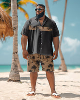 Men's Big & Tall Hawaiian Simple Coconut Tree Print Shirt Shorts Set