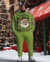 Men's Plus Size Merry Christmas Santa Work Shop Hoodie Set of Two