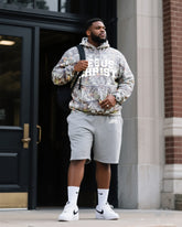 Big & Tall Men's Daily Leisure. Original Design Academy Style JESUS CHRIST Camouflage. Camouflage Hoodie Shorts Suit