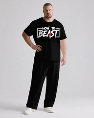 HOW TO BEAST Slogan T-shirt 2-Piece Set