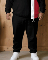 Big & Tall Men Autumn/Winter Casual Black & White & Red Printed Hoodie Suit