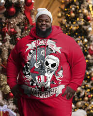 Men's Large Size Tree Red Skull Monster Santa Hoodie Set of Two