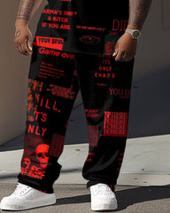 Street Hip Hop Skull Letter Print Large Men's Set