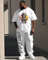 Men's Casual Large Street Pattern Printed Short Sleeve Trousers Suit