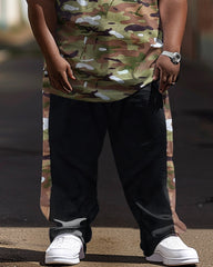 Men's Simple Camouflage Color Block Letter Print Large Suit