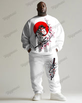 Men's Plus Size Tokyo Swordsman Print Print Sweatshirt Two-Piece Set