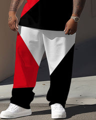 Street Vitality Red And Black Colorblock Print Large Men's Suit