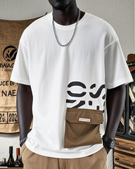 Big & Tall Men's Geometric Print Pocket Short Sleeve Cotton T-shirt M-5XL