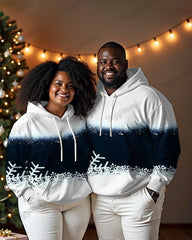 Simple Color Matching Gradient Geometric Couple Long Sleeve Hoodie