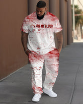 Men's Plus Size It's Not My Blood Print T-Shirt Trousers Set