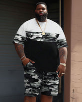 Street Casual Camouflage Patchwork Printed Large Men's Set