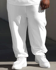 Street Simple Colorblock Letter Print Big Guy's Set