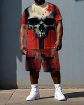 Tears Are A Symbol of Unyielding Grit Big & Tall Men's Skull Style Short Sleeve T-shirt 2-Piece Set