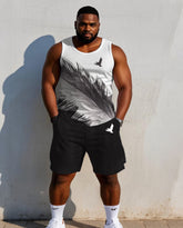 Men's Plus Size Chest Small Label Printed Vest Shorts Suit