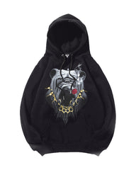 Animal Smoking Print Oversized Cotton Hoodie