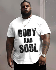 Men's Plus Size Body and Soul Letters Essential Short Sleeve T-Shirt