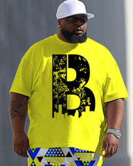 Men's Plus Size Casual Geometric Alphabet Print T-Shirt Trousers Suit