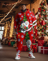 Men's Plus Size Christmas Snowman Santa Hoodie Set of Two