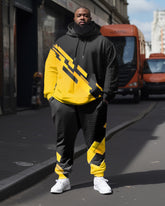 Men's Plus Size Tracksuit Color Block Hoodie and Sweatpants Set