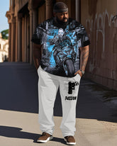 Big Shot. Cyberpunk Printed Short Sleeve Trousers Suit