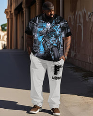 Big Shot. Cyberpunk Printed Short Sleeve Trousers Suit