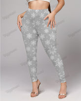 Plus Size Women's Snowflake Print Skinny Leggings