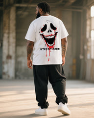 Big & Tall Men's THUG LIFE Skull Graffiti Print T-Shirt Trousers Suit