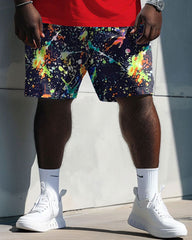 Street Casual Splash Ink Patchwork Printed Large Men's Suit