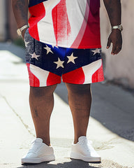 Independence Day American Flag Print Large Men's Suit