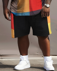 Men's Plus Size Color Plaid King T-Shirt Shorts Suit