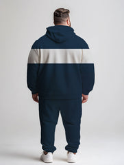 Big and Tall Guy’s Everyday Casual I'm Not Fat Striped Alphabet Print Hoodie Set