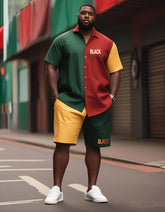 Men's Plus Size June Festival Style Theme Color Print Shorts Shirt Suit