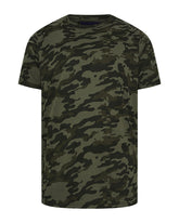 100% Cotton-Army Green Camouflage Men's Plus Size Short Sleeve T-Shirt