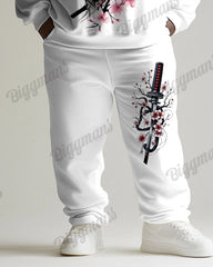 Men's Plus Size Tokyo Swordsman Print Print Sweatshirt Two-Piece Set