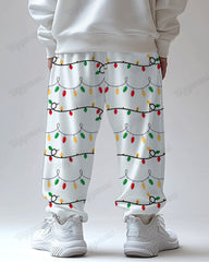 Christmas Lights Printed Men's Loose Plus Size Straight Pants