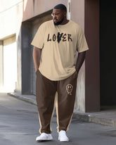 Men's Plus Size Star Print T-Shirt Trousers Two-Piece Set