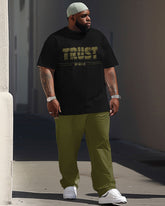 Street Casual Trust Letter Print Large Men's Set