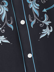 Men's Big and Tall Western Long Sleeve Shirt With Floral Design