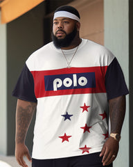 Men's Plus Size Color Matching POLLD Two-Piece Set