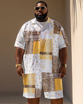 Men's Plus Size Casual Holiday Paisley Print Short Sleeve Shirt Shorts Suit