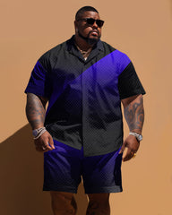 Big Guy's Simple Pattern Printed Short-sleeved Shirt And Shorts Set