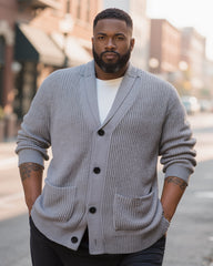 M-2XL Knitted Cardigan Lapel Long Sleeve Sweater Coat