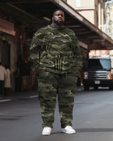 Men's Large Size Sweatsuit Skull Camouflage Sweatshirt Two Piece Set