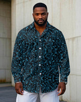 Men's Plus Size Versatile Business Vintage Pattern Jacquard Long Sleeve Shirt